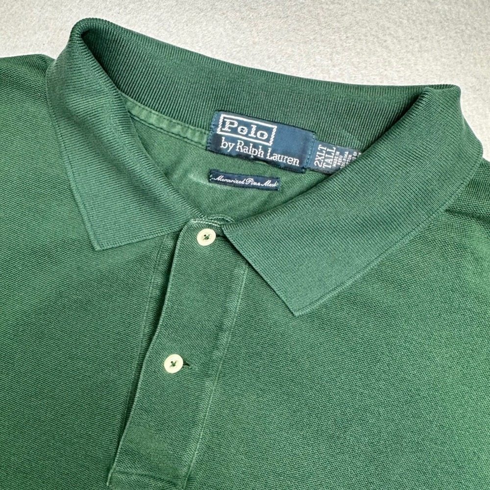 Polo Ralph Lauren Polo Shirt Mens 2XLT Green Mercerized Pima Mesh Short Sleeve